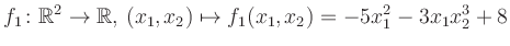 $\displaystyle f_1\colon \mathbb{R}^2 \to \mathbb{R},\,(x_1,x_2) \mapsto f_1(x_1,x_2) = -5x_1^2-3x_1 x_2^3+8$