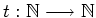 $ \mbox{$t:\mathbb{N}\longrightarrow \mathbb{N}$}$