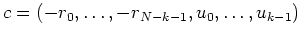 $ \mbox{$c = (-r_0,\dots,-r_{N-k-1},u_0,\dots,u_{k-1})$}$