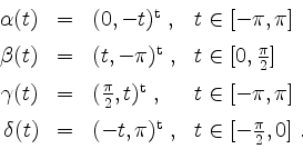 \begin{displaymath}
\begin{array}{rcll}
\alpha(t) &=& (0,-t)^\mathrm{t}\; , & t\...
...pi)^\mathrm{t}\; , & t\in [-\frac{\pi}{2},0]\;. \\
\end{array}\end{displaymath}