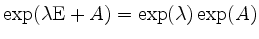 $ \exp(\lambda\mathrm{E} + A) = \exp(\lambda)\exp(A)$