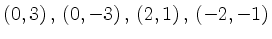 $\displaystyle (0,3)\,,\,(0,-3)\,,\,(2,1)\,,\,(-2,-1)
$