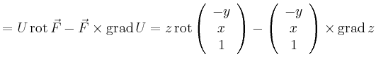 $\displaystyle =U\operatorname{rot} \vec{F} -\vec{F}\times\operatorname{grad} U ...
... \begin{array}{c} -y \\ x \\ 1 \\ \end{array}\right)\times\operatorname{grad} z$