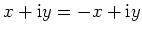 $ \mbox{$x + \mathrm{i}y = -x + \mathrm{i}y$}$