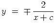 $ \mbox{$\displaystyle
y \; =\; \mp\, {\displaystyle\frac{2}{x+c}}
$}$