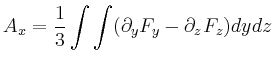 $\displaystyle A_x=\frac{1}{3}\int\int(\partial_yF_y-\partial_z F_z)dydz$