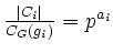 $ \frac{\vert C_i\vert}{C_G(g_i)}=p^{a_i}$