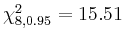 $ \chi^{2}_{8,0.95}= 15.51$