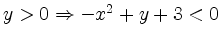 $ y>0 \Rightarrow -x^2+y+3 < 0$