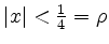 $ \vert x\vert < \frac{1}{4} = \rho$