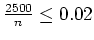 $ \mbox{$\frac{2500}{n} \leq 0.02$}$