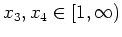 $ \mbox{$x_3,x_4\in[1,\infty)$}$