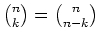 $ \mbox{${n\choose k} = {n\choose n-k}$}$