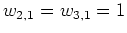 $ \mbox{$w_{2,1} = w_{3,1} = 1$}$