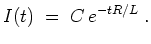 $ \mbox{$\displaystyle
I(t) \;=\; C\,e^{-tR/L} \;.
$}$