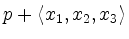 $ p + \langle x_1,x_2,x_3\rangle$