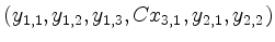 $ (y_{1,1},y_{1,2},y_{1,3},C x_{3,1},y_{2,1},y_{2,2})$