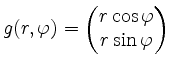 $ g(r, \varphi) = \begin{pmatrix}
r \cos \varphi\\
r \sin \varphi
\end{pmatrix}$