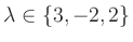 $ \lambda\in\{3,-2,2\}$