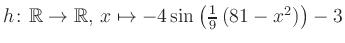 $ h \colon \mathbb{R} \to \mathbb{R},\, x \mapsto -4\sin\left(\frac{1}{9}\left(81-x^2\right)\right)-3$