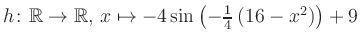 $ h \colon \mathbb{R} \to \mathbb{R},\, x \mapsto -4\sin\left(-\frac{1}{4}\left(16-x^2\right)\right)+9$