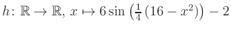 $ h \colon \mathbb{R} \to \mathbb{R},\, x \mapsto 6\sin\left(\frac{1}{4}\left(16-x^2\right)\right)-2$