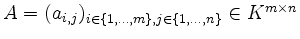 $ A = (a_{i,j})_{i\in\{1,\dots,m\},j\in\{1,\dots,n\}}\in K^{m\times n}$